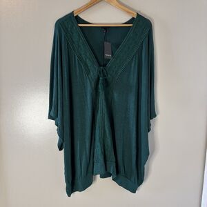 Torrid NEW Dolman Sleeve Top Teal Green Peasant Boho Blouse Sz 5X
